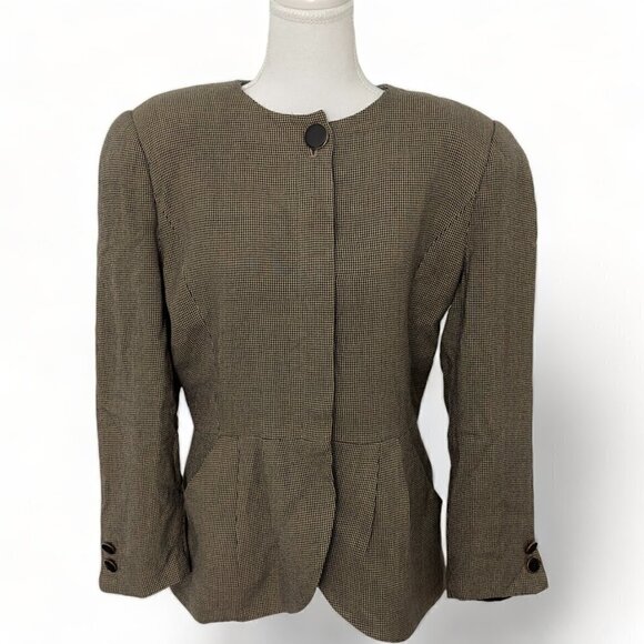 Kasper for ASL Vintage 80's Large Shoulder Pads Hidden Buttons Blazer (14) - Picture 2 of 14